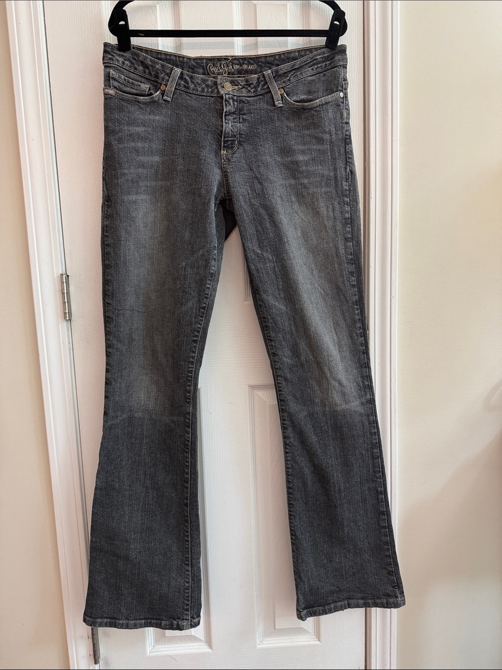 CRUEL GIRL Y2k Low Rise Flared Relaxed Fit Jeans Blue Gray Stretch Denim Size 13